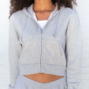 brandy melville grey crystal cropped hoodie
